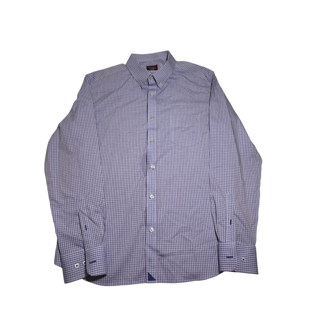 UNTUCKit Galloni WF Slim Fit Light Blue Red Check Dress‎ Shirt Mens XL